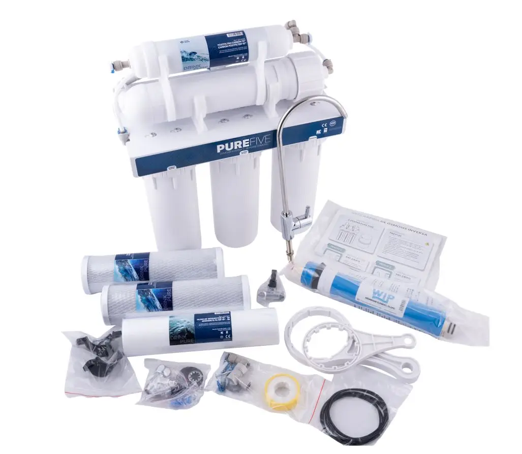 High production 5 Stages reverse osmosis 75GPD with external 5L tank without pump for home, offices, kitchen