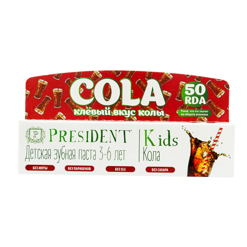 
Toothpaste PRESIDENT Kids 3-6 Cola (50 RDA) 50 ml fmcg distributor required 
