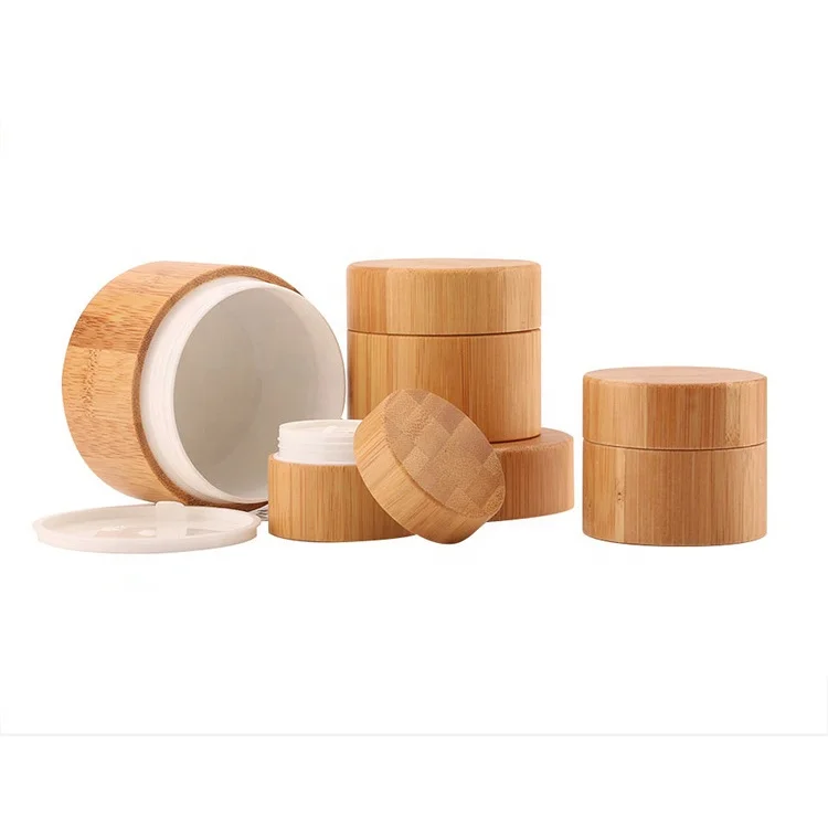 Eco Friendly  Bamboo Cosmetic Jar 10g 20g 30g 50g 100g 150g 200g 250g  Cosmetic Bamboo Jar PP inner Bamboo outer Cream Jar