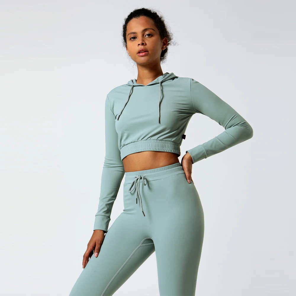 2021 Wholesale Nylon Spandex Long Sleeve 2 Piece Women Sports Sportswear Fitness & Yoga Wear Gym Fitness Sets