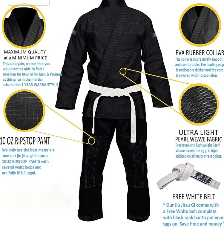 BJJ Gi Brazilian Jiu Jitsu suit with high quality 450gsm pearl wave 100% cotton Kimonos Bjj Gi