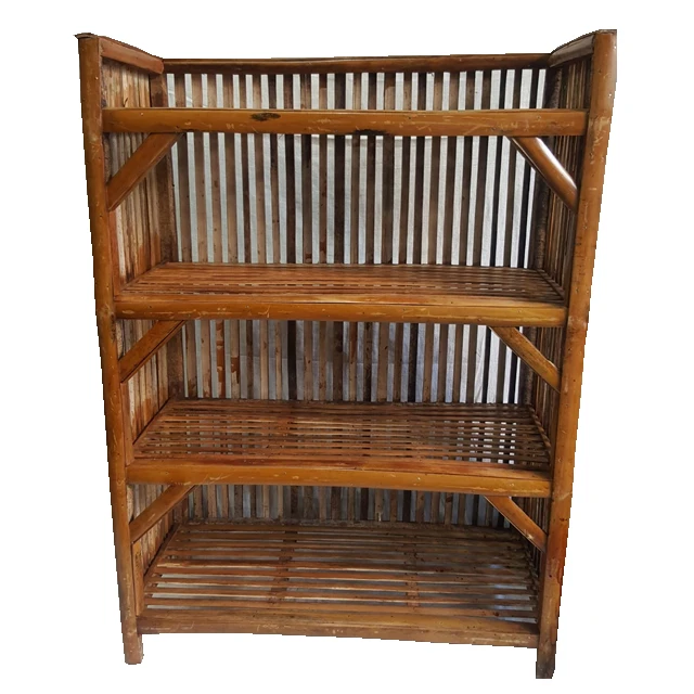 Indian Stylish Durable Design Home Office Indoor Decorated Solid Rattan Handmade Furniture Book Case With 4 Rack