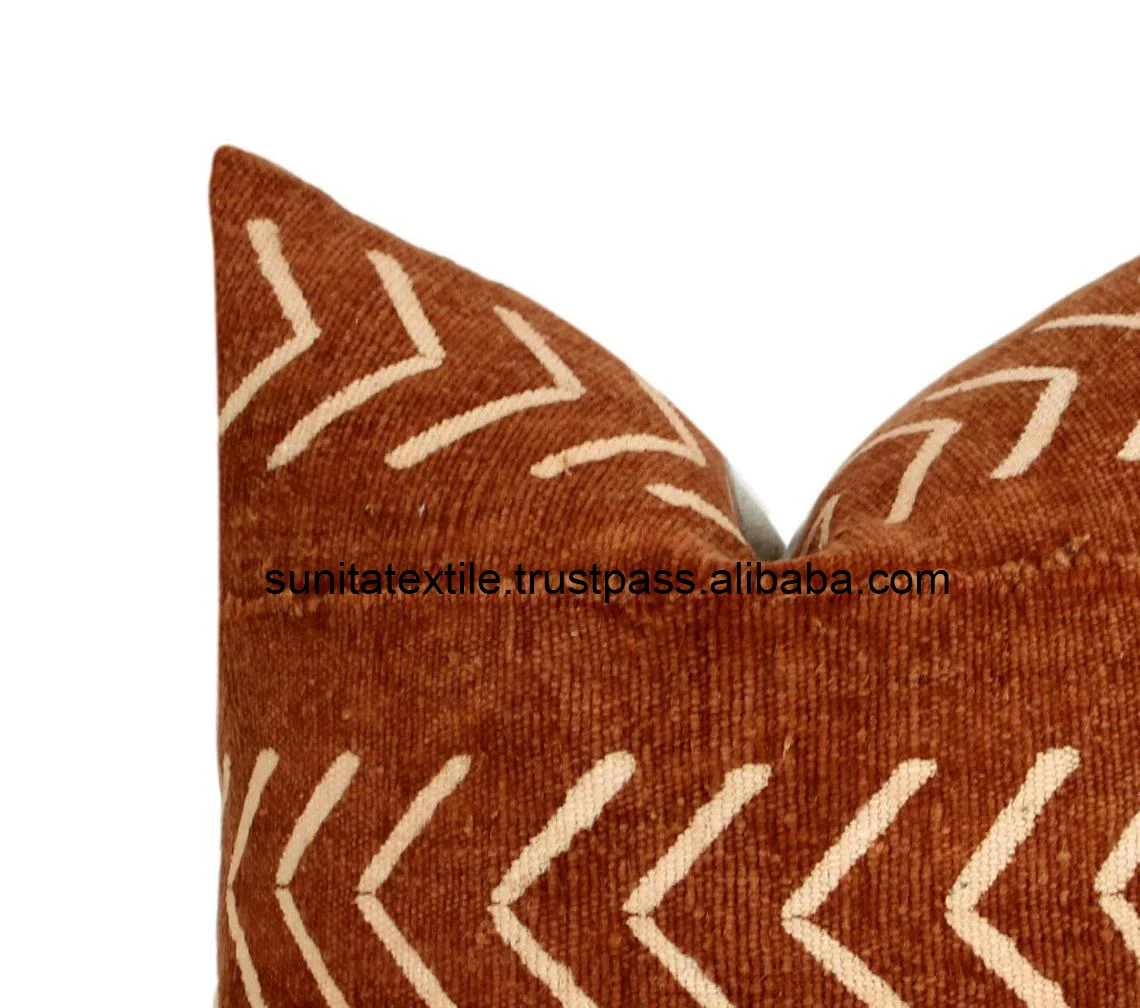 Hot Sell Wholesale Handmade 100% Soft Cotton African Mudcloth Hand Block Printed Sofa Couch Throw Bed Pillow Cushion Cover