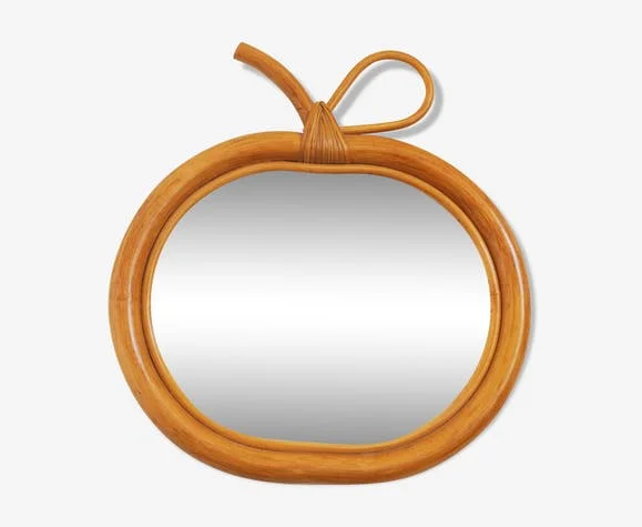Factory Price! Vintage Apple Eco-friendly Decorative Rattan Wall Mirror Home