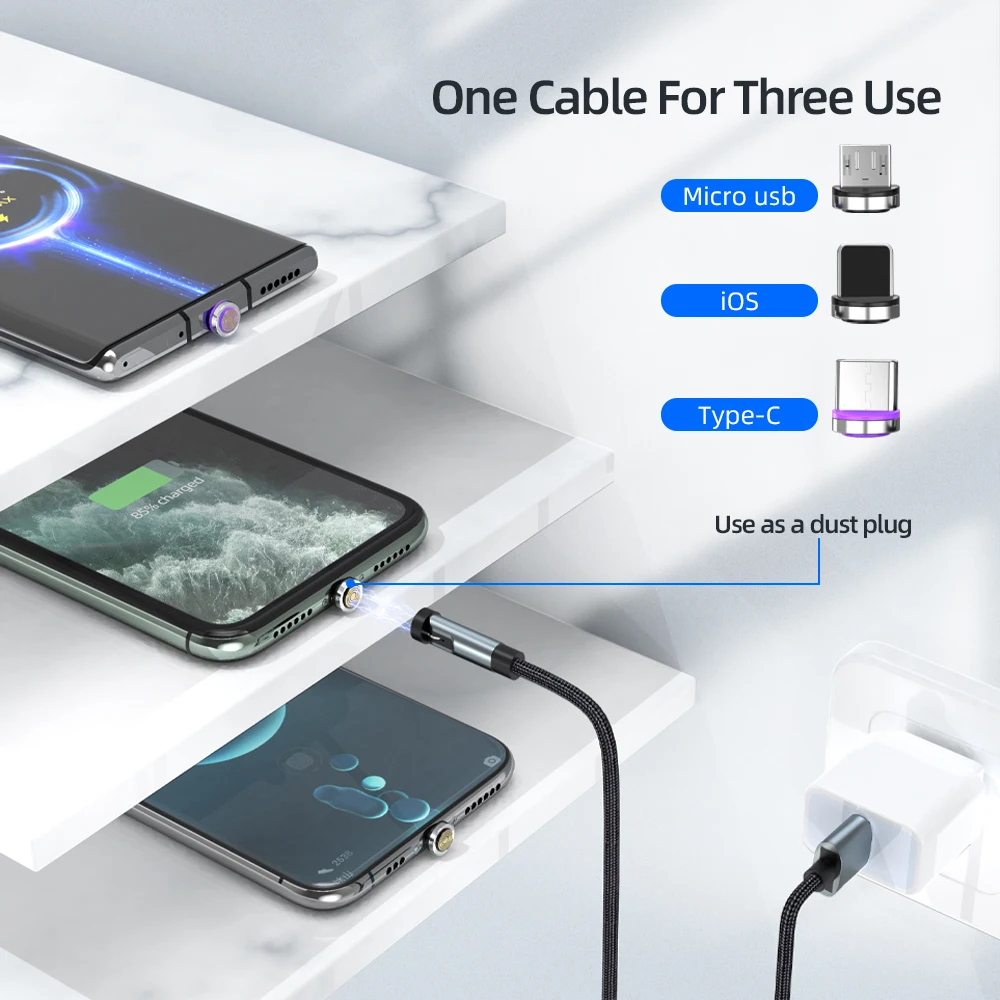 Fast Charging Mobile 3A Magnetic Usb Data Cable For Iphone 13 To Usb Cable 3 In 1 Usb Charging Data Cable