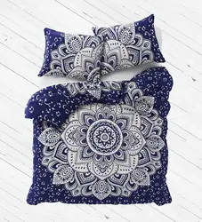 Индийское синее серебряное одеяло с мандалой/Doona/комплект пододеяльников Королевский/односпальный/двуспальный Размер
