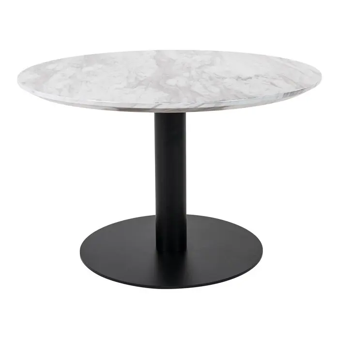 Coffee table with Black iron wire frame and white marble top