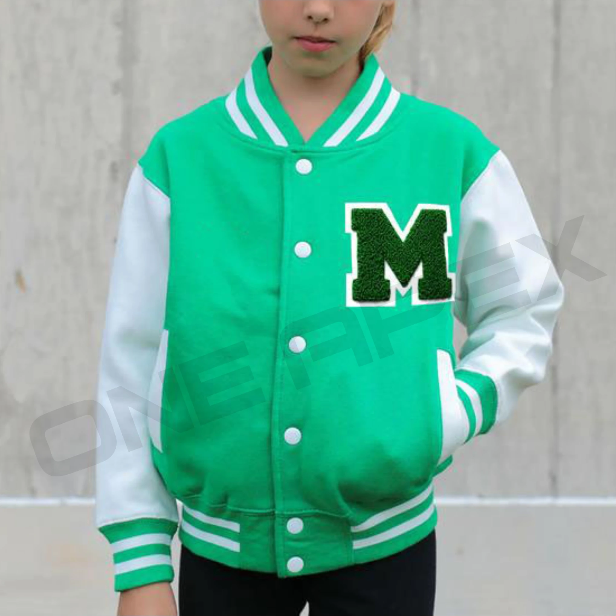 kids  style outdoor fashion lettermen jacket with fashion and leather sleeves custom design baseball jackets for Baby boy