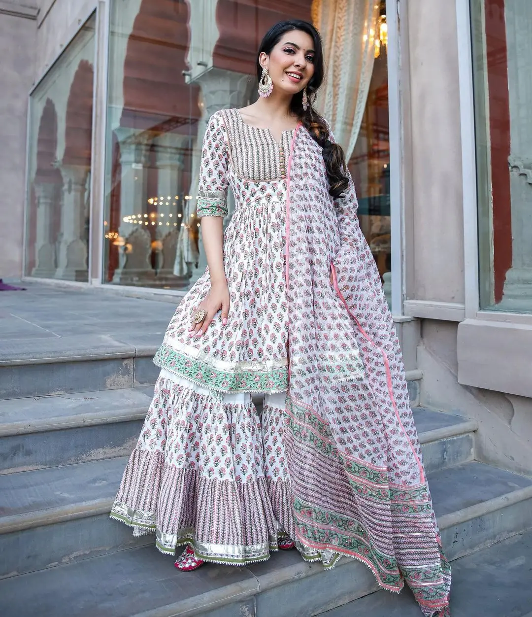 New Latest Designer Printed Cotton Kurti with Dupatta Set For All Occasions Wedding Wear Indian Dresses