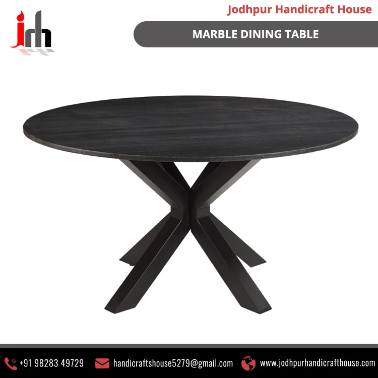 Industrial & Vintage Bulk Selling Black Marble Round  Shape Dining Table at Best Price & made with the best quality material