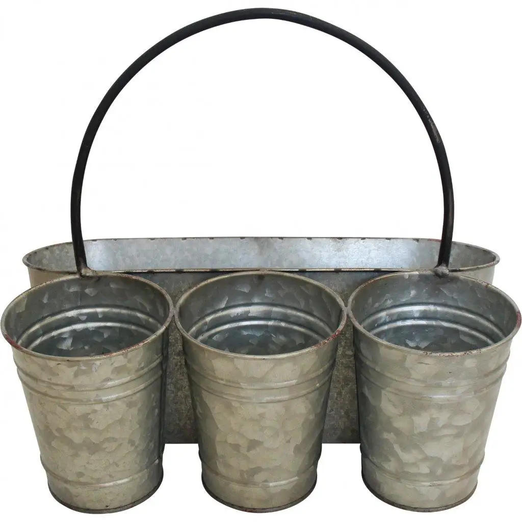 Unique Modern Wall Mounted Plant Pots in Black Metal and Silver Pot hanging  zinc iron Planters Bucket Plants