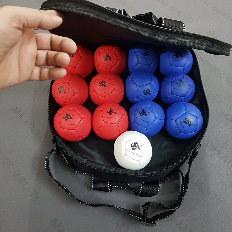 Soft Boccia balls Set  6 red 6 blue 1 white ball packed in Carrying Bag with Custom Logos Soft Bocce Ball Pakistan