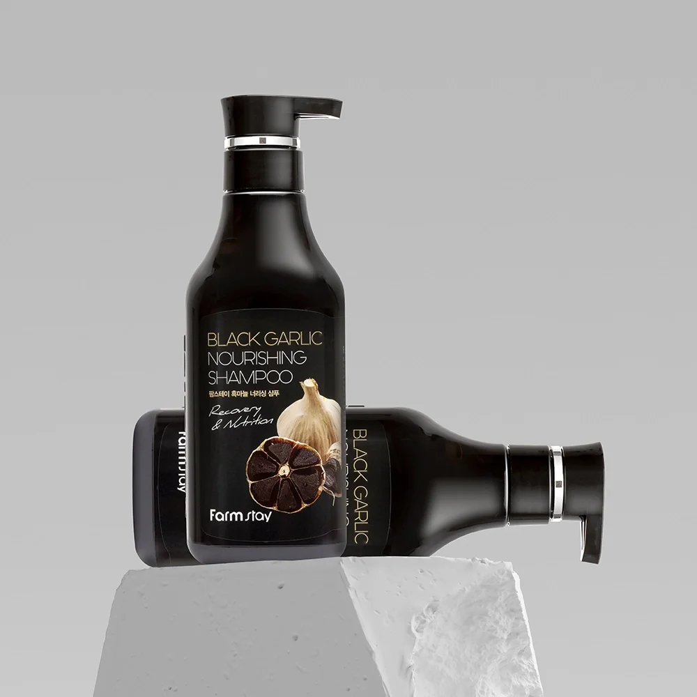 FARMSTAY BLACK GARLIC NOURISHING SHAMPOO - CPNP made in Korean Cosmetic - Help prevent hair loss Hair Repairing Nourishing