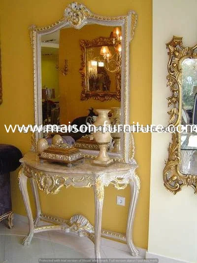 Best choice and best discounts antique french white mirror console antique gold carved console with mirror and marble top