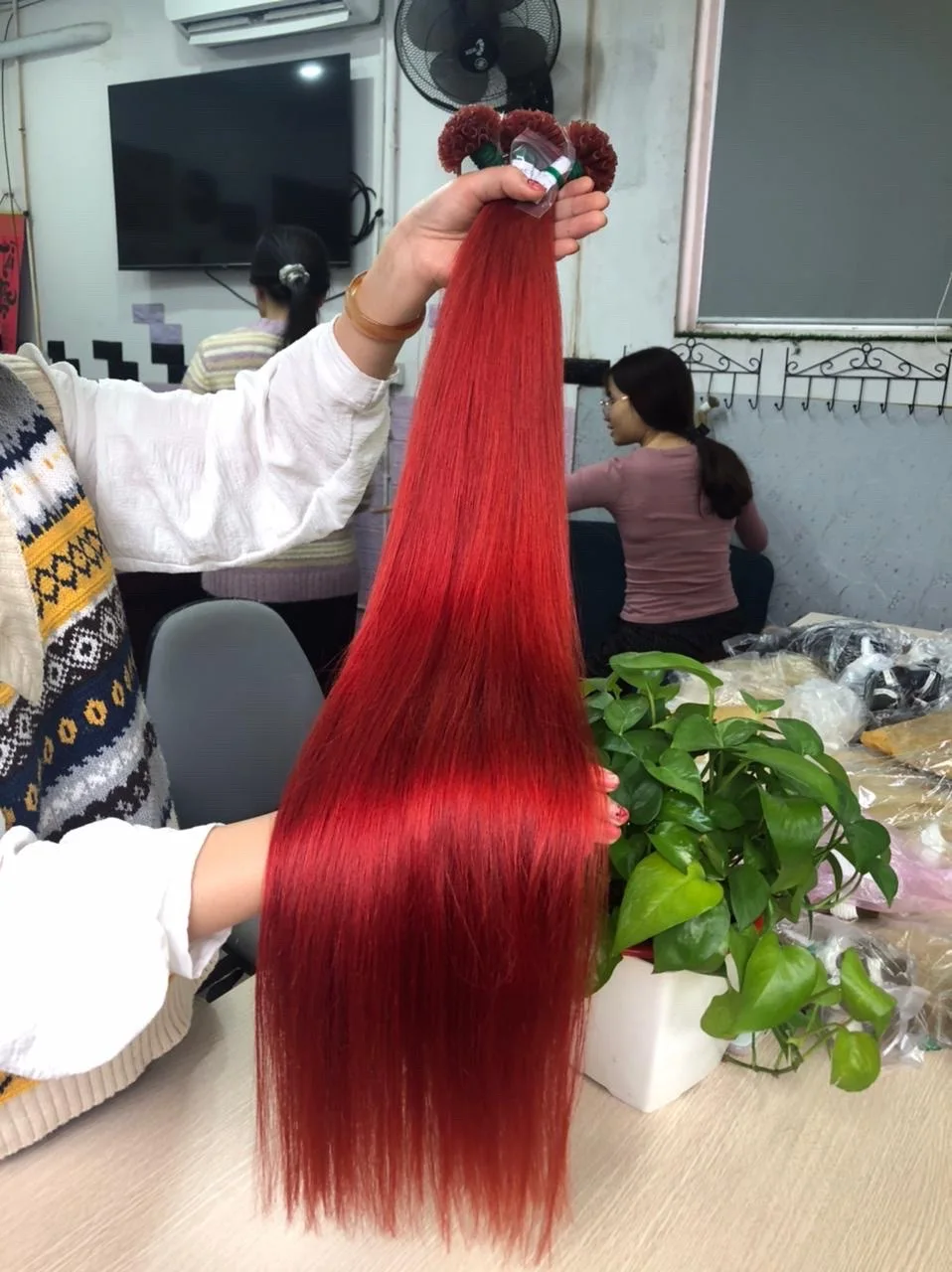  I Tips красного цвета вьетнамские волосы для наращивания оптом Горячая Распродажа человеческие кератиновые накладные