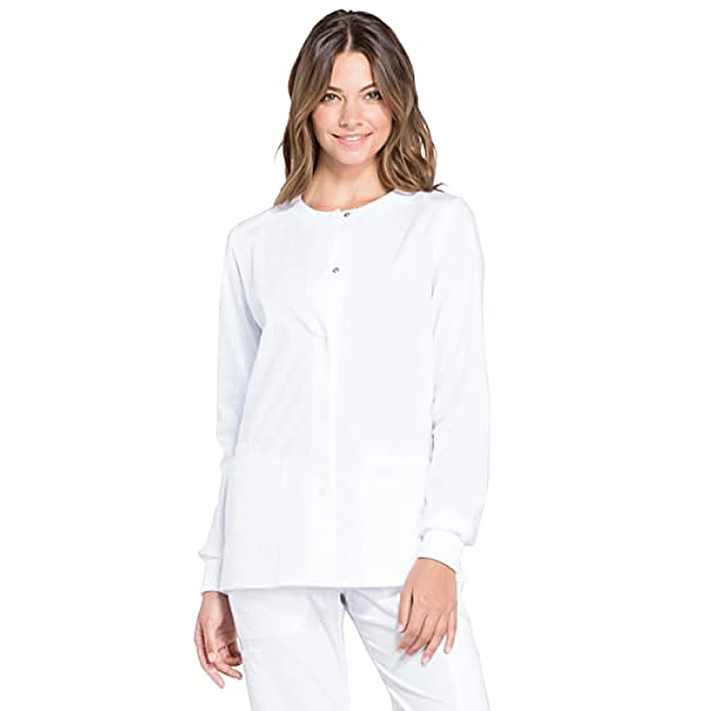 Scrubs Jacket Hospital Nursing Uniforms Snap Front Medical Clothes for Women