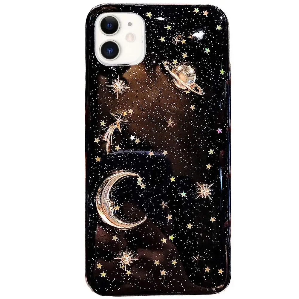 
New 3D Bling Universe Glitter with Space Sparkle Flexible Soft PC+TPU Phone Case for iPhone 11 