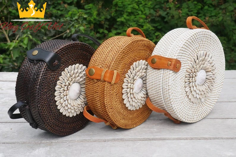  Черно-белая стильная сумка из ротанга с большими цветами вьетнамские поставщики лучший продукт