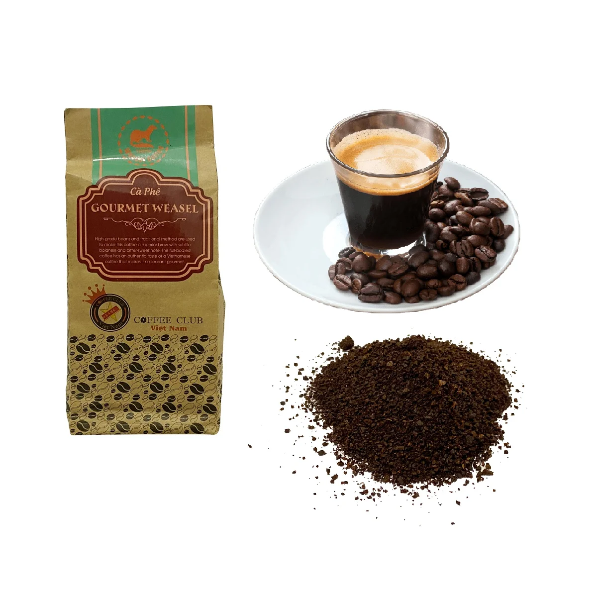 Hot Product Tasty Bitter Sweet 100% Arabica Bean Civet Free Roam 200g Ground Weasel Kopi Luwak Coffee Made in Vietnam