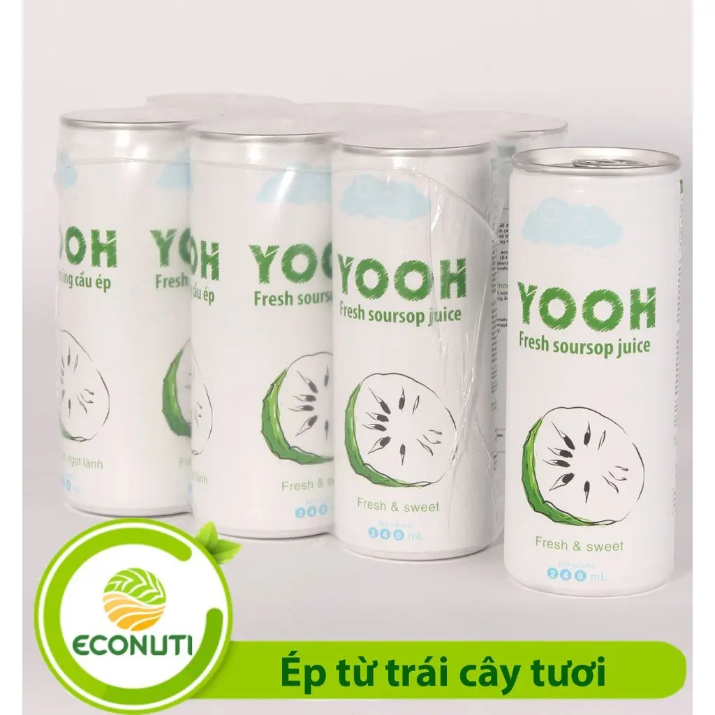 Beverage Drinks canned Soursop Fruit Juices 240ml YOOH Brand from Vietnam for Wholesale
