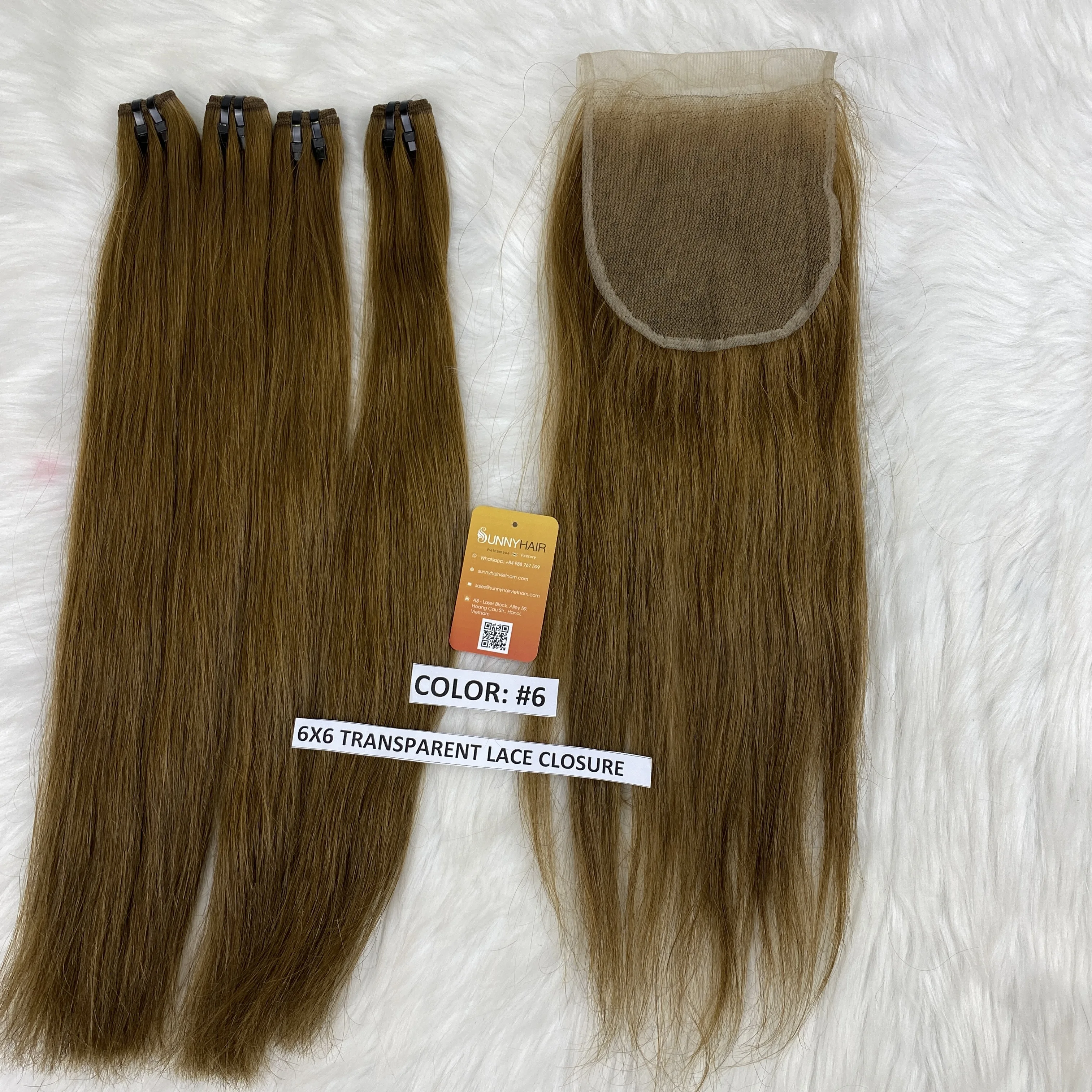 Best Selling Brazilian Combo 3 bundles&1 Lace Closure 6x6 Transparent chestnut color Mink Human Hair Unprocessed Raw Supplier