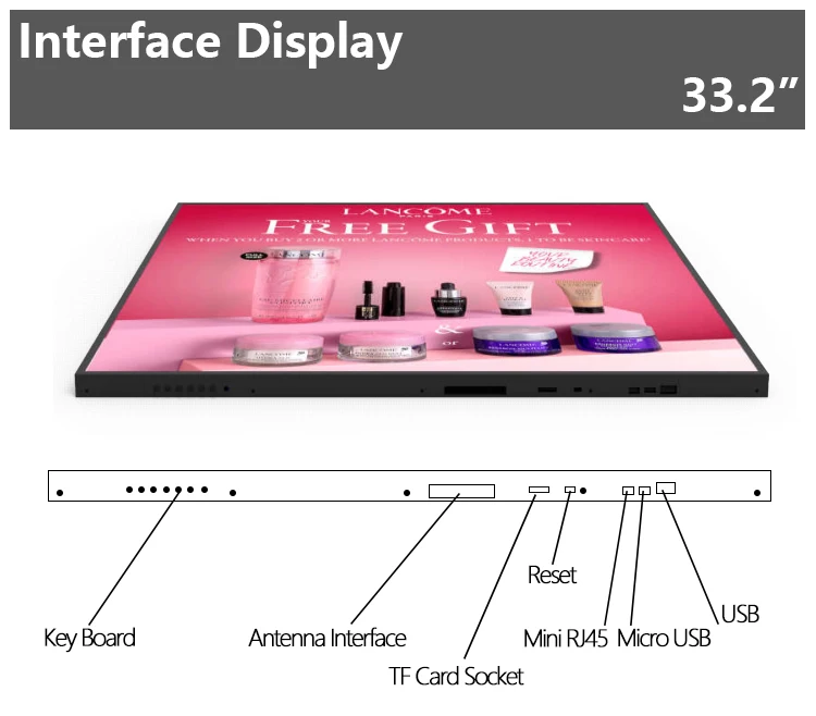 For Supermarket 33.2 Inch High Definition Square Screen Lcd Digital Signage Advertising Monitor Square Screen