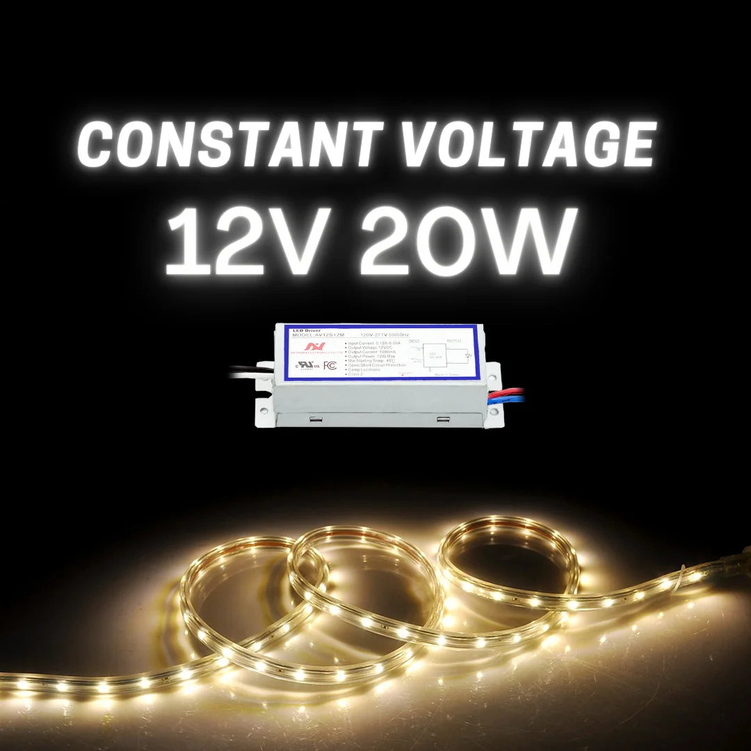 347Vac 20W LED Driver 12v Slim UL Damp Location