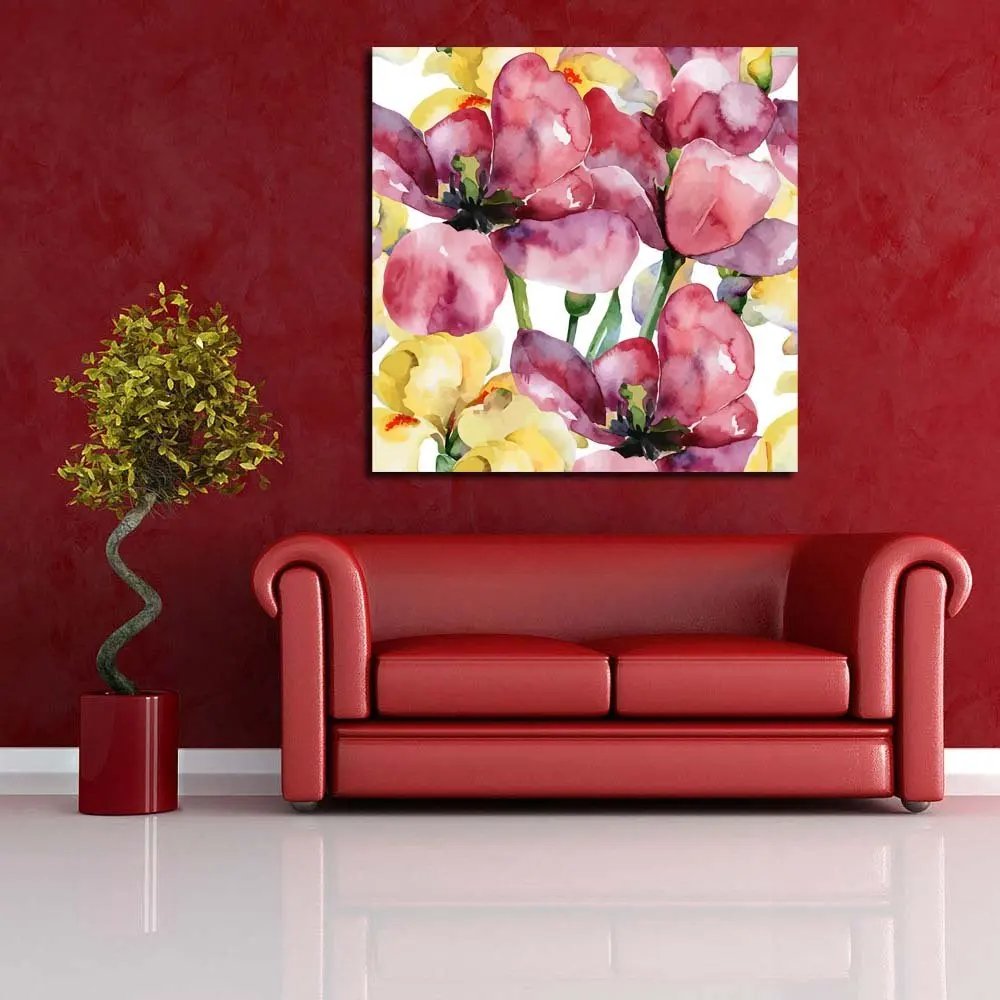 
Brilliant Pictoral Pitaara Box Purple Tulips & Yellow Irises D1 Canvas Painting MDF Frame 