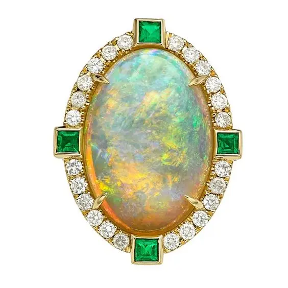 Уникальный дизайн натуральный огненный опал Эфиопский вырезка из белого золота 18 карат с драгоценных камней ручной работы Золотое кольцо оптовой цены по прейскуранту завода-изготовителя