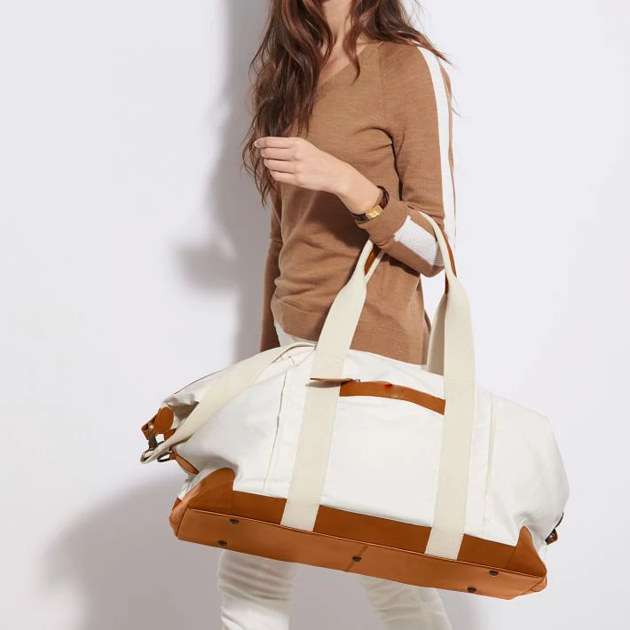 Wholesale Large Women Ladies Travel Canvas Carry on Shoulder Duffel Overnight Weekender Bag