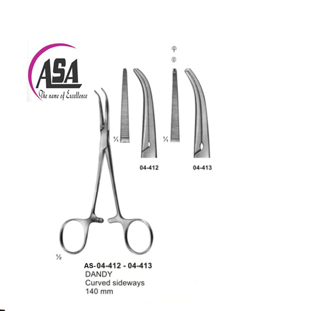 Dandy curved sideways 140mm stainless steel delicate hemostatic forceps
