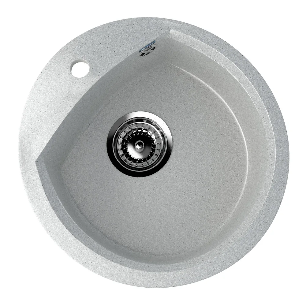 Round single basin kitchen sink ULGRAN U-407 with mixer tap hole composite stone round kitchen sink 12 colors