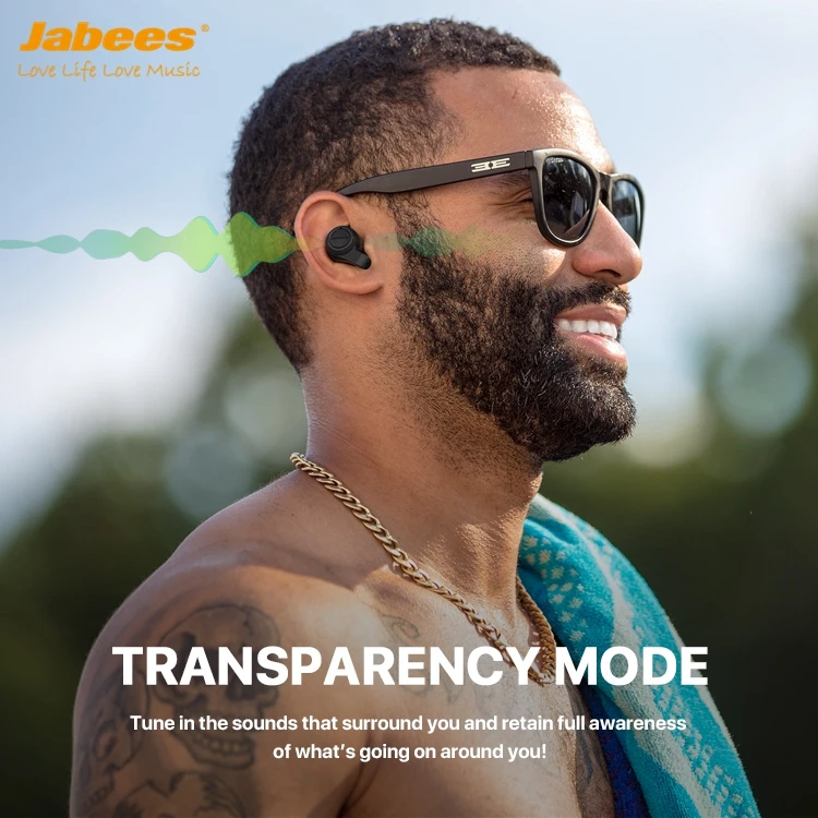 Jabees IPX7 Waterproof Wireless Sports Earphones TWS Earbuds with Dual-Mic 40 Hrs Battery with Portable Charging Case Firefly.2