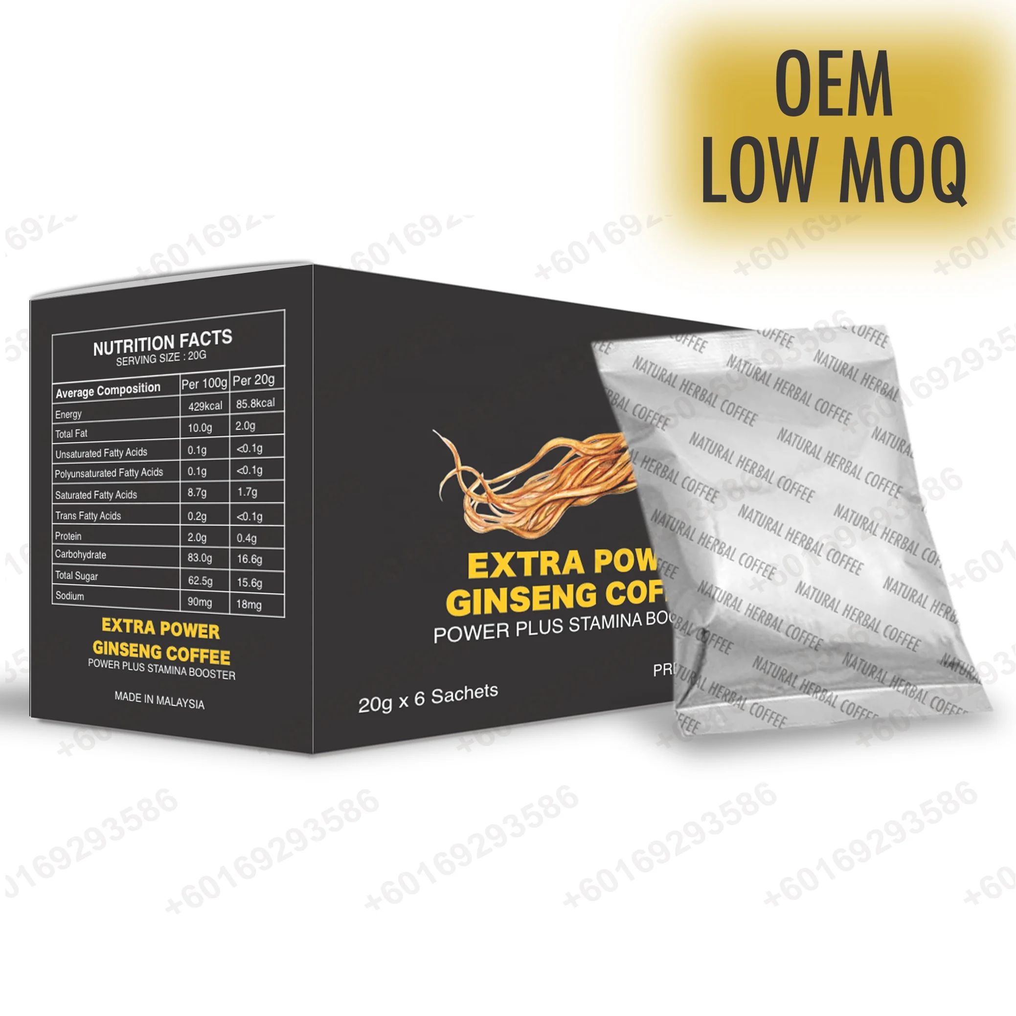 Private Label Ginseng Tongkat Ali Coffee Instant Coffee