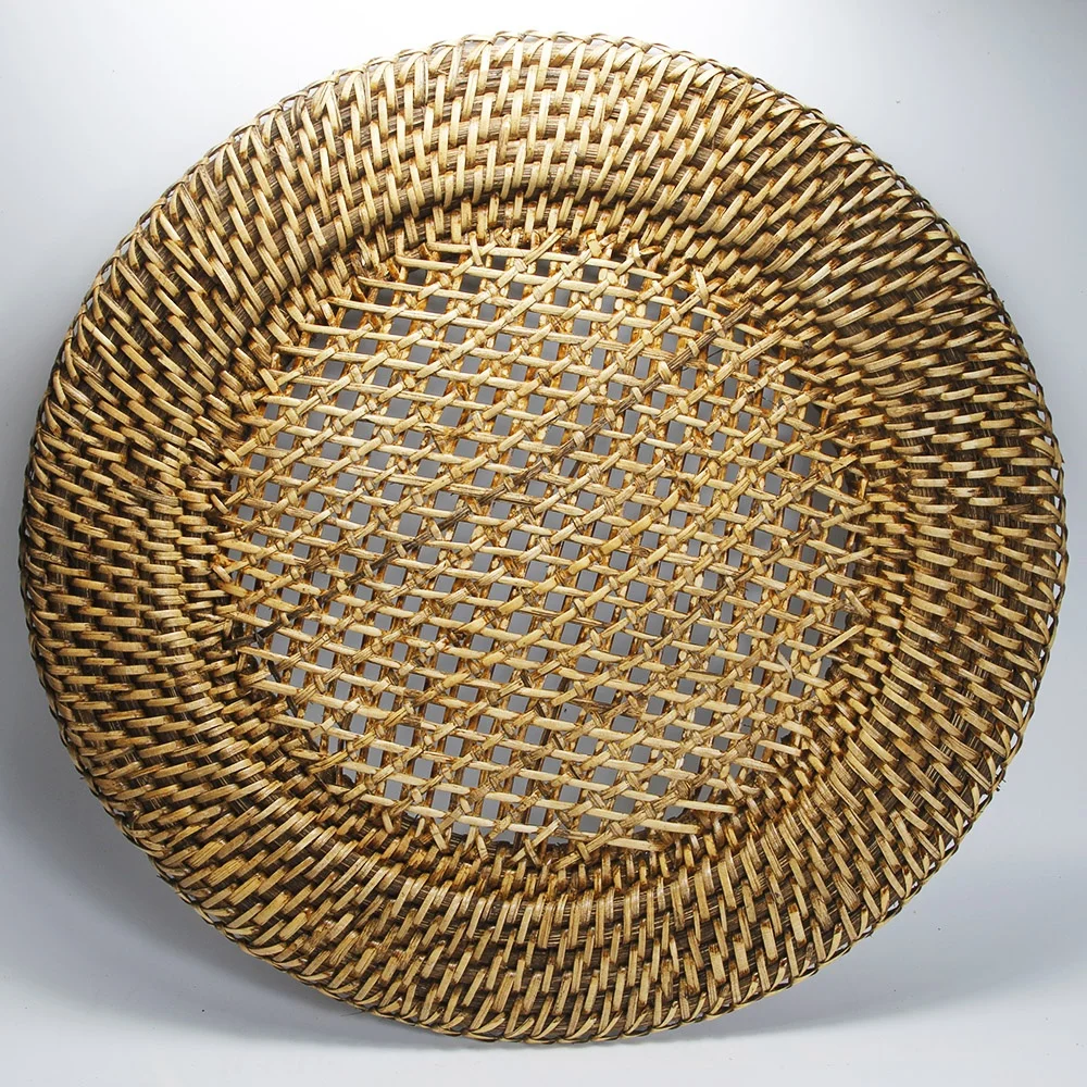 Ready To Ship Waterproof Washable Rattan Plate Chargers Chargers For Dinner Plates Made In Vietnam