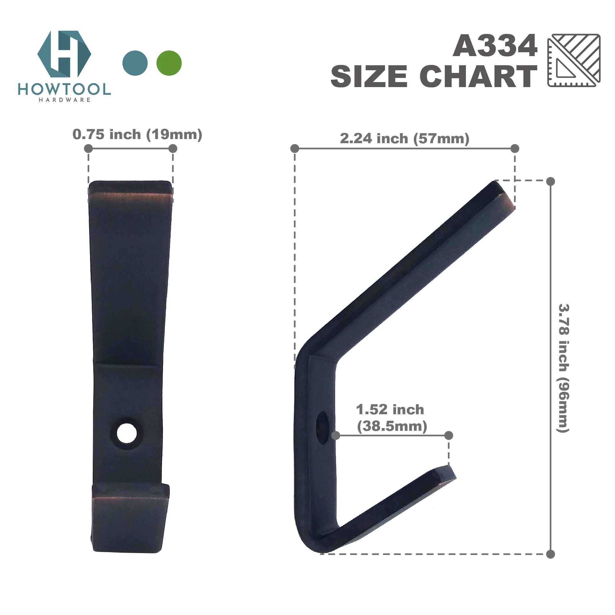 HOWTOOL A334  Decoration Farmhouse Rustic Metal Double Utility Hook for Entryway Hallway Bedroom Living Room