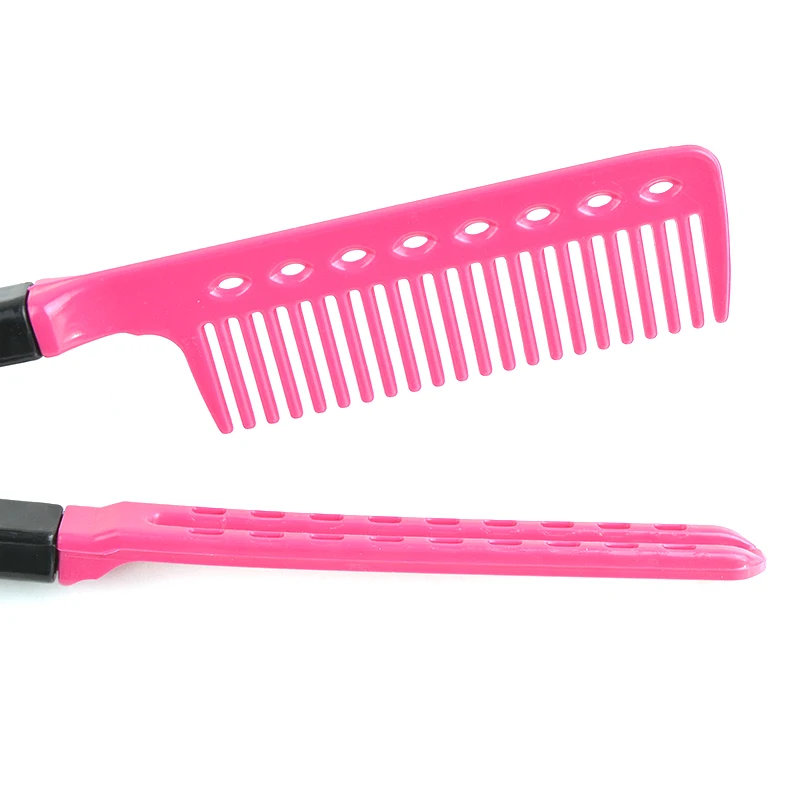 Fashion Anti-static Plastic V Type Hair Straightener Comb DIY Haircut Hairdressing Styling Combs Brush Salon Folding