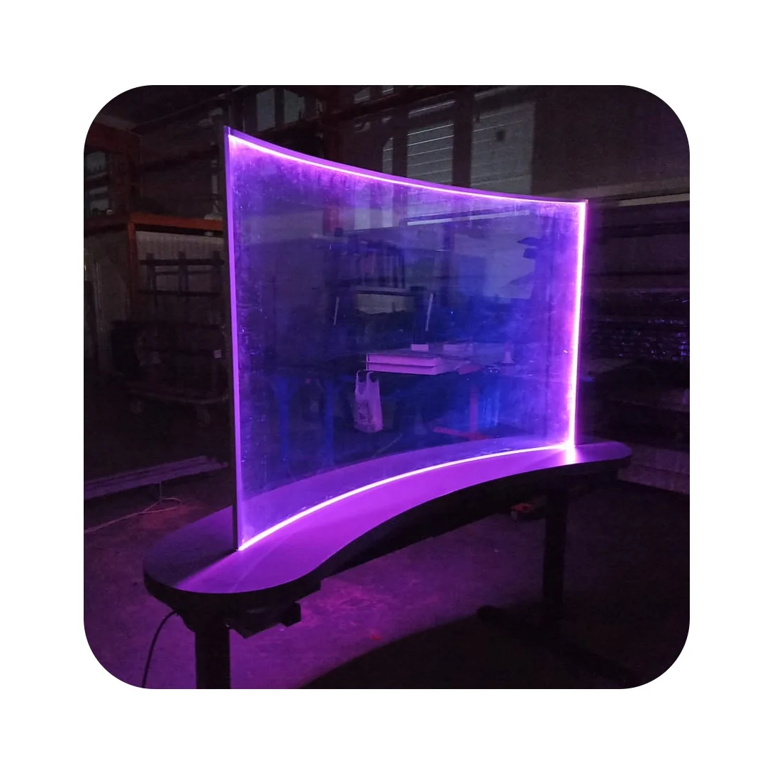 
Curved Glass Whiteboard with RGB Illumination, Table Stand Included, Adjustable Height (175-225 cm), Premium Quality & Design 