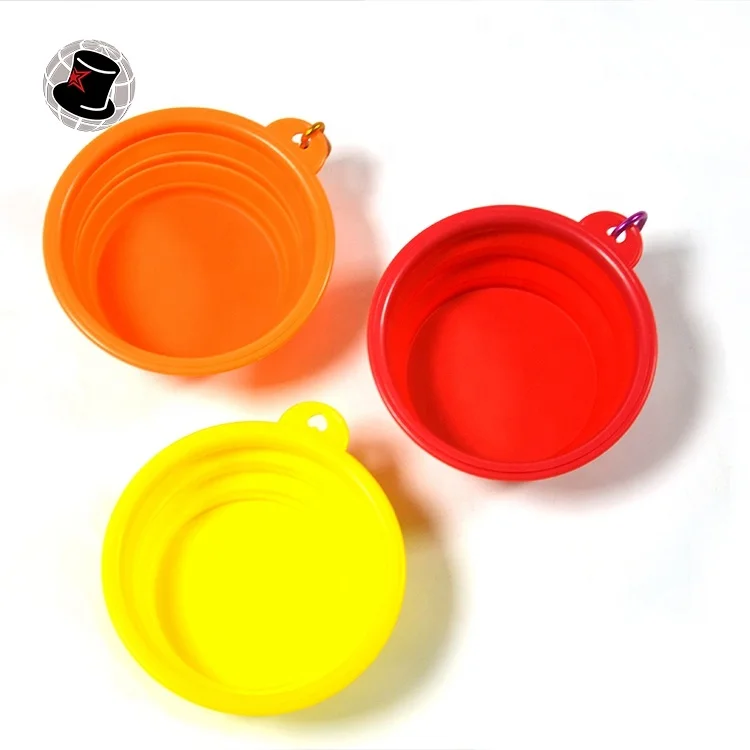 portable folding silicone foldable collapsible travel pet cat dog food bowl  metal pet food bowl silicone bowl pet
