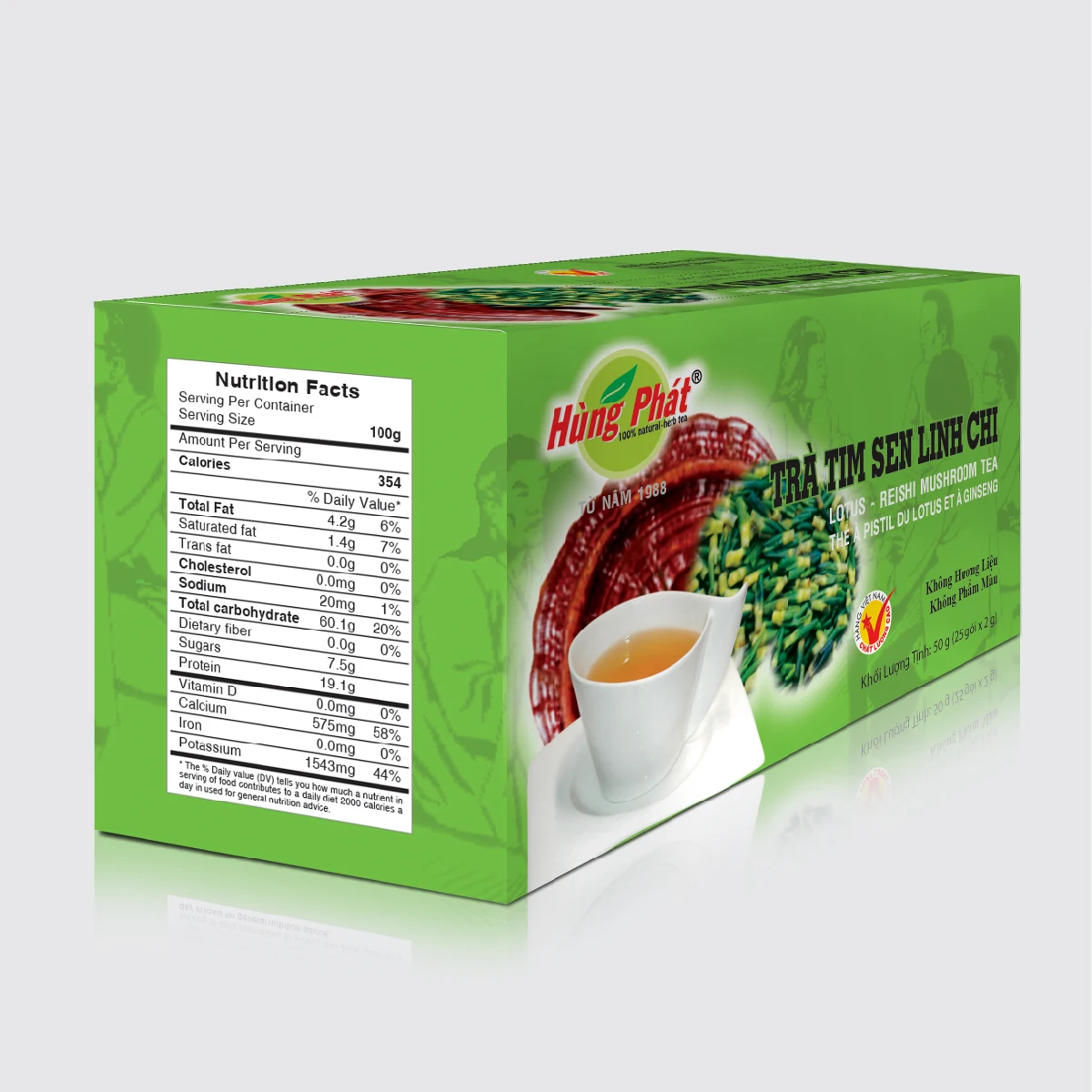 
Lotus Reishi Mushroom Tea Flavored Herbal Teabag 