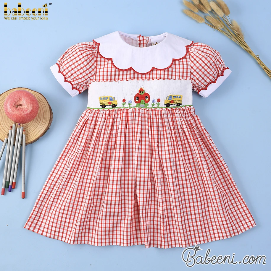School bus hand smocked bishop dress OEM ODM customized girls smocked dresses wholesale smocked dresses - BB1435
