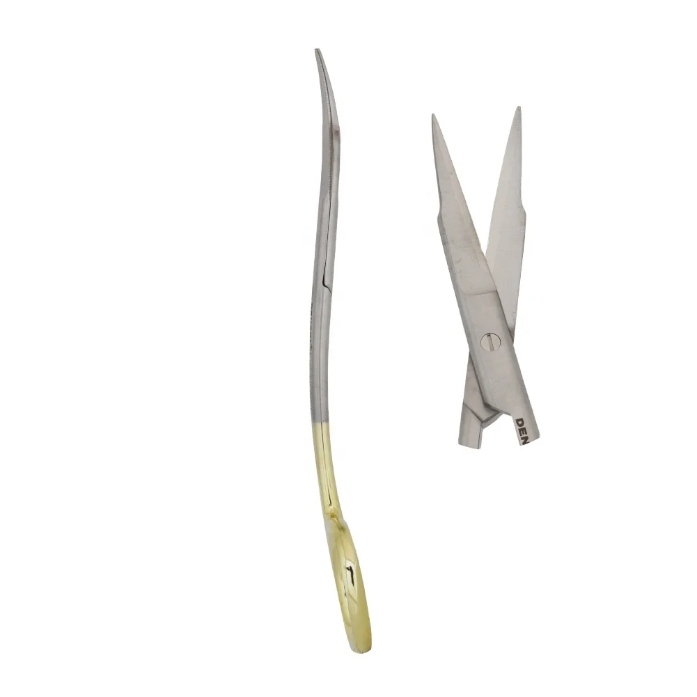 Tungsten Carbide Goldman Fox Surgical Scissors13cm Double Curved Dental Instruments Sharp Blade With One Side Serrated