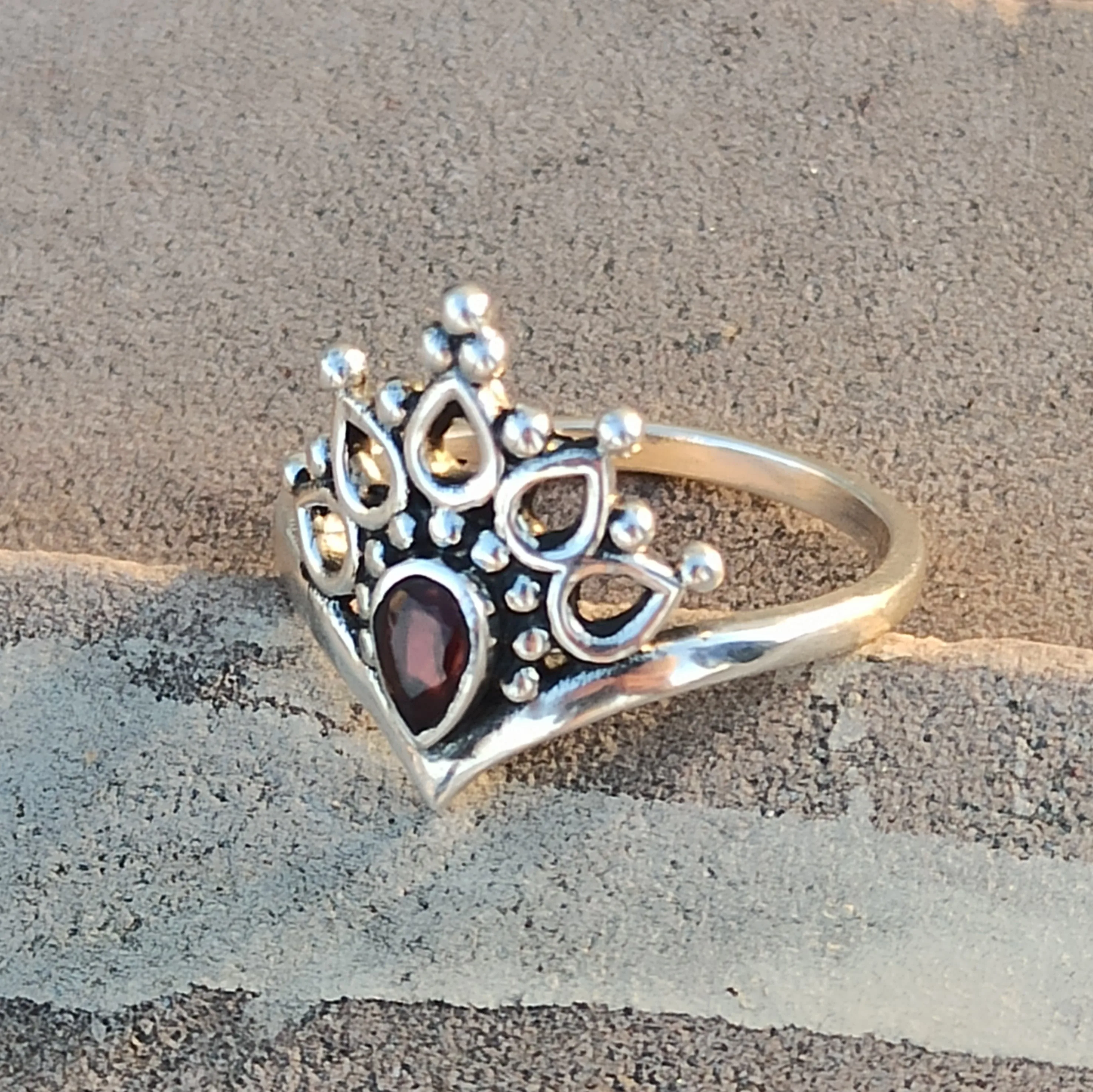 Indian Handmade 925 Sterling Silver Gemstone Jewelry New Designer AA+ Natural Garnet Wedding Ring Wholesale Price