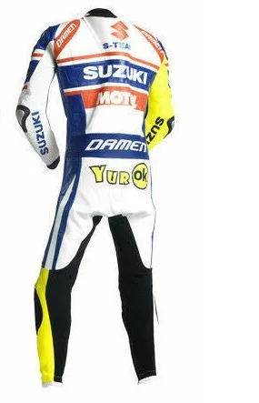 Customized  Cowhide Leather motorcycle racing jacket with Safety Pads on knees and Stretch panels  at the waist(SS-006)