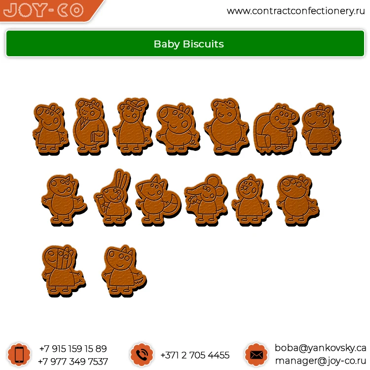 
Hot Selling Good Taste Cartoon Baby Biscuits Cookies for Children Flowpack, 15 g 