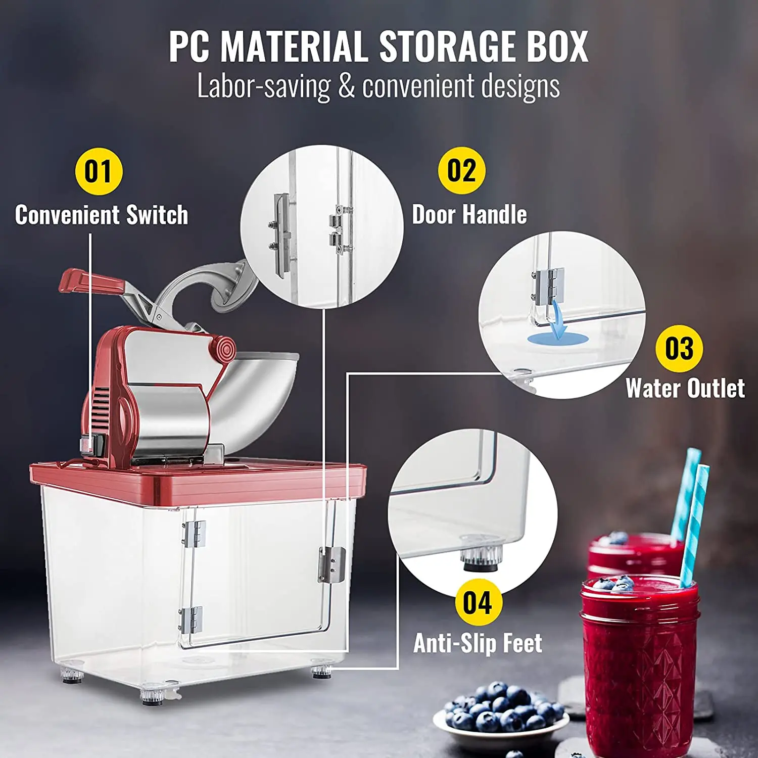 350W stainless steel shaved  ice machine electric snow cone machine with dual blades