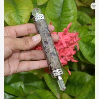 7 Чакра ауралит 23 натуральный хрустальный шар Сфера точка карандаш рейки исцеляющая палочка каменная кварцевая Палочка Маятник