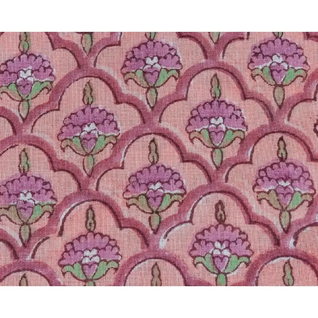 Floral Rose Pink 100% Cotton Quilting  by the yard Indian handblock Scarves Decorative Fabric