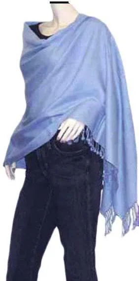 Sky Blue Colour Glossy Shiny Tassel Viscose Stoles Scarves From India Silky Rayon Pashmina Smooth Multi Colour Shawl