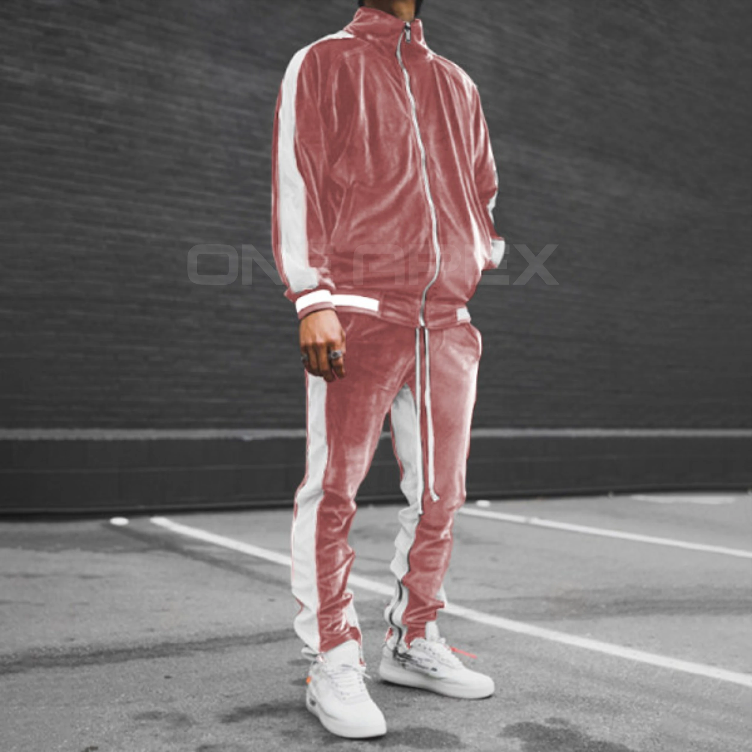 oneapex Two Piece Set Velour Tracksuits men Jogging Suits Wholesale Velvet Tracksuit SweatSuits custom made in pakistan